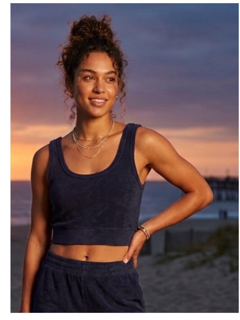 ⭐️2/$18 SALE OFFLINE By aerie Navy Scoop Neck Terrycloth Crop Tank/Bralette Smal